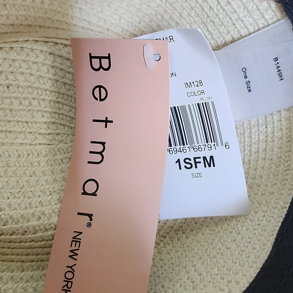 Betmar New York Braided Trilby Hat Ivory with‎ Black One Size JOANNE NWT